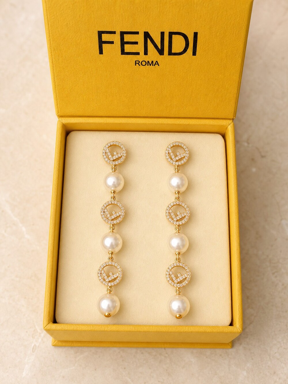 Fendi Modern Designer Earrings Style 1 | New with Box - Picture 3 of 9